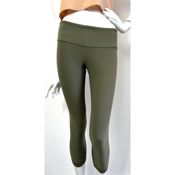 Lululemon Wunder Under Capri Legging Reversible Mid Rise Pocket Green 6 - Picture 1 of 8